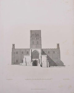 Antique St Albans Cathedral (1810), engraving by James Basire