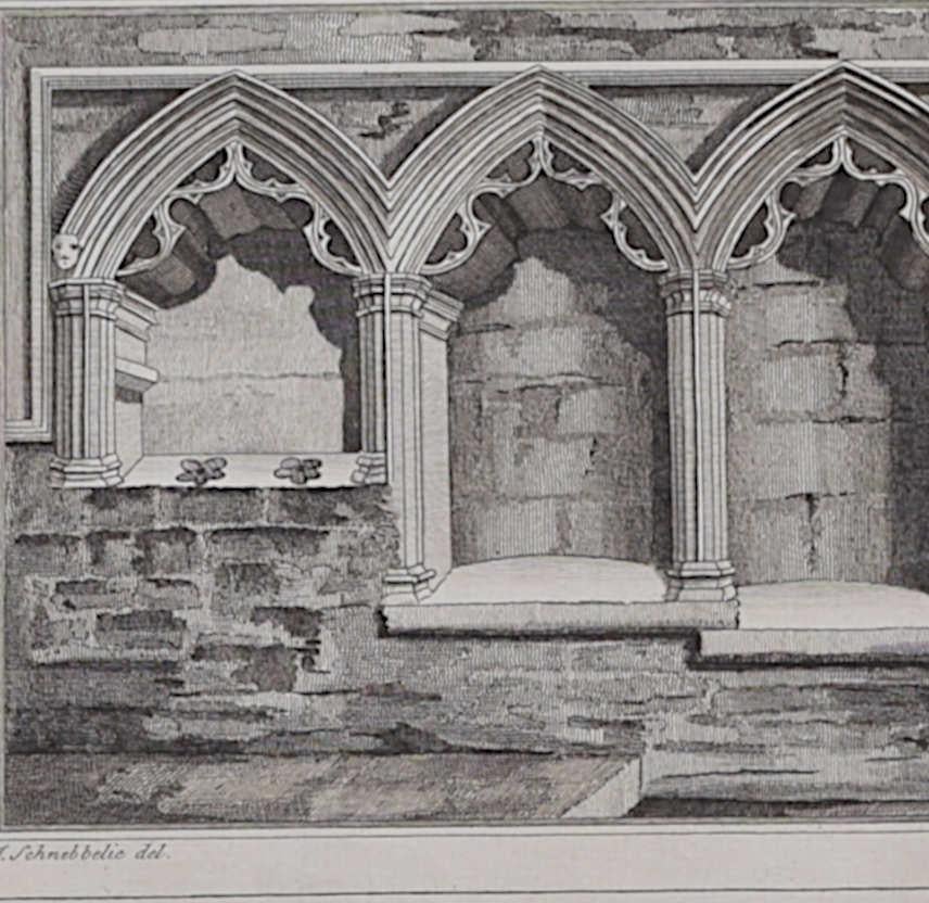 Tiltey Church, Essex & Rochester Cathedral (1790), engraving by James Basire - Print by John Basire