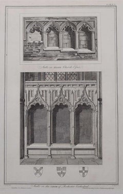 Tiltey Church, Essex & Rochester Cathedral (1790), engraving by James Basire