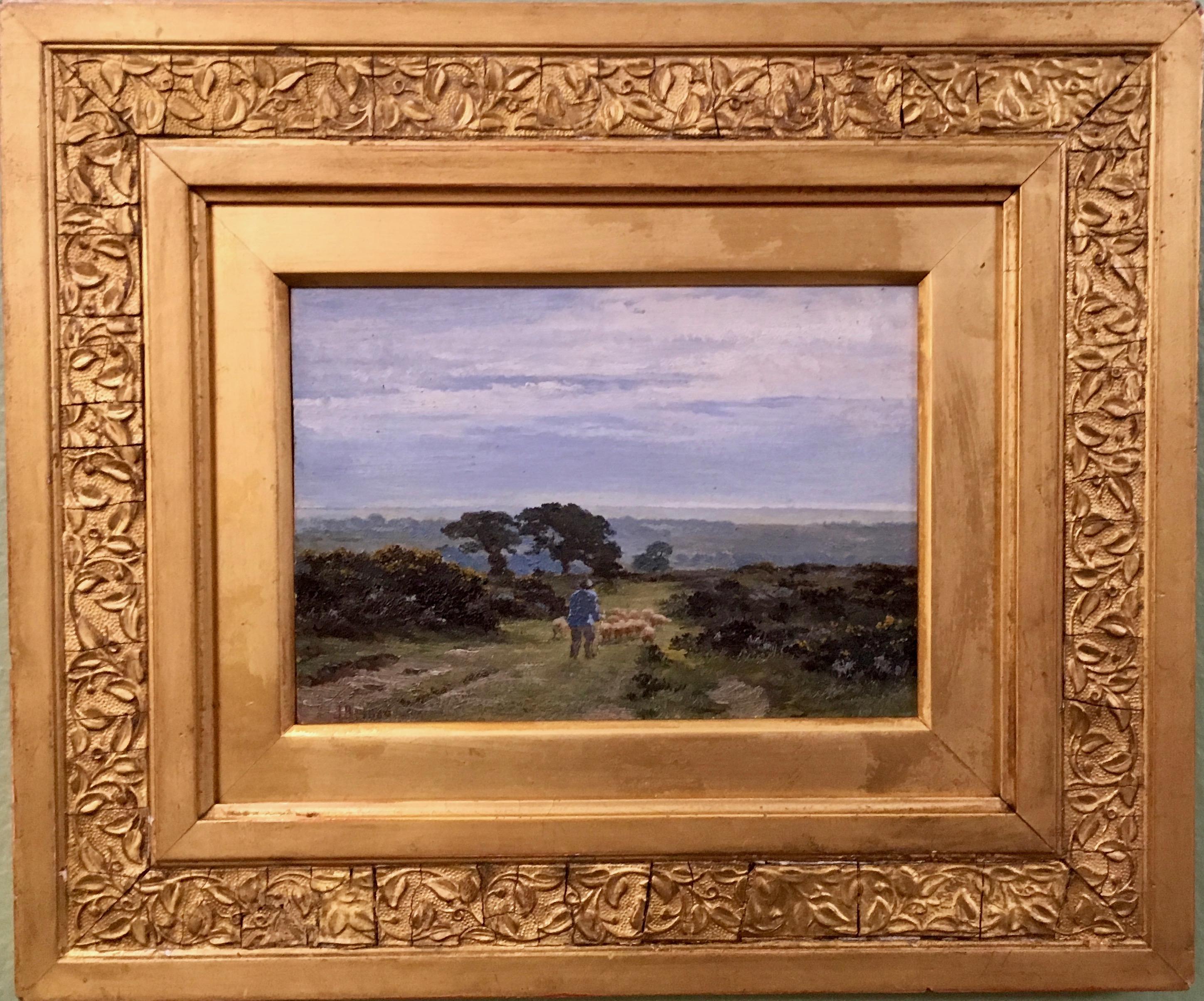 John Bates Noel Landscape Painting - Extensive English rural landscapes with figures and oak trees