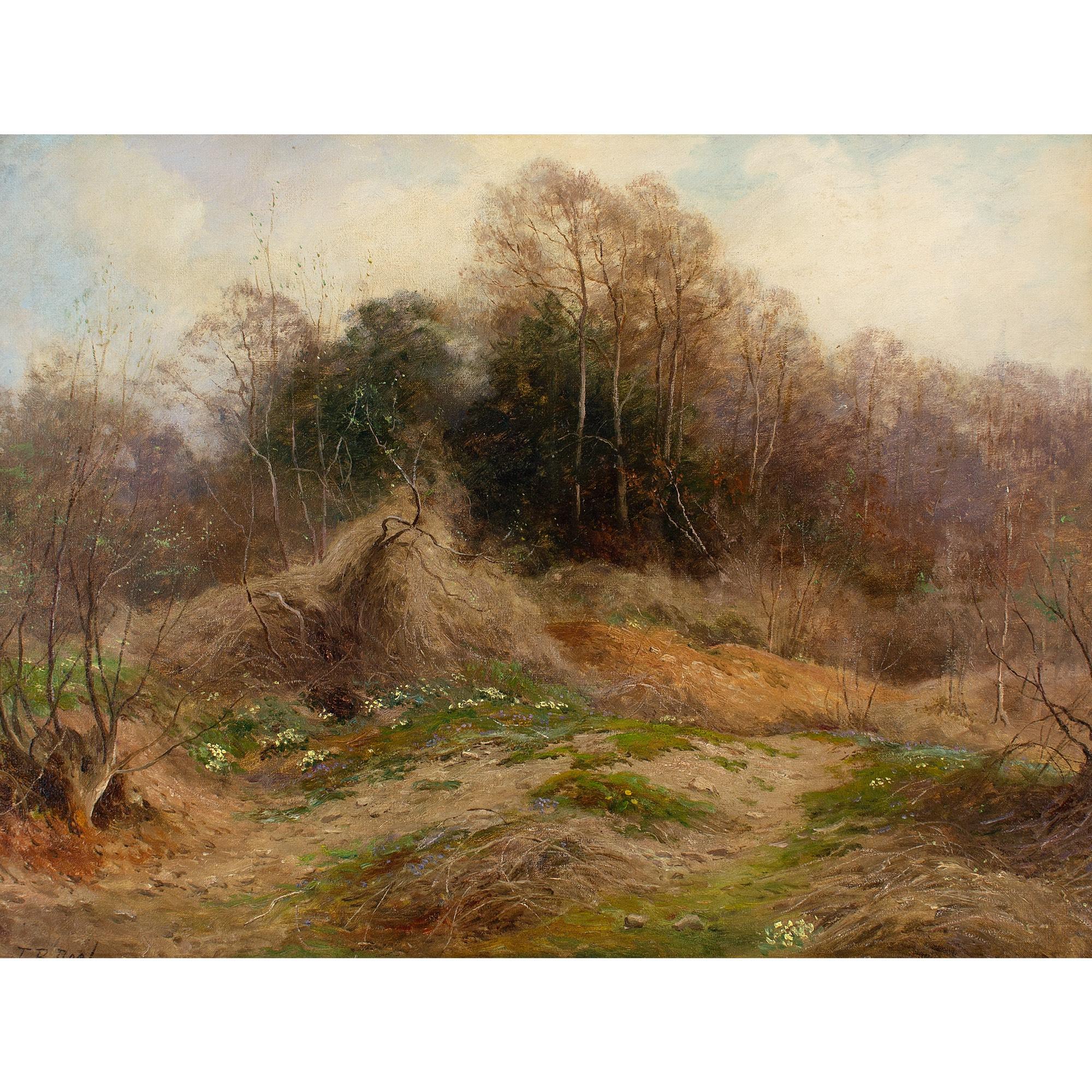 This early 20th-century oil painting by British artist John Bates Noel (1870-1927) depicts a rugged country track in April.

Amid the desolate branches emerging from Winter, pockets of yellow primroses indicate the first blooms of Spring. It’s