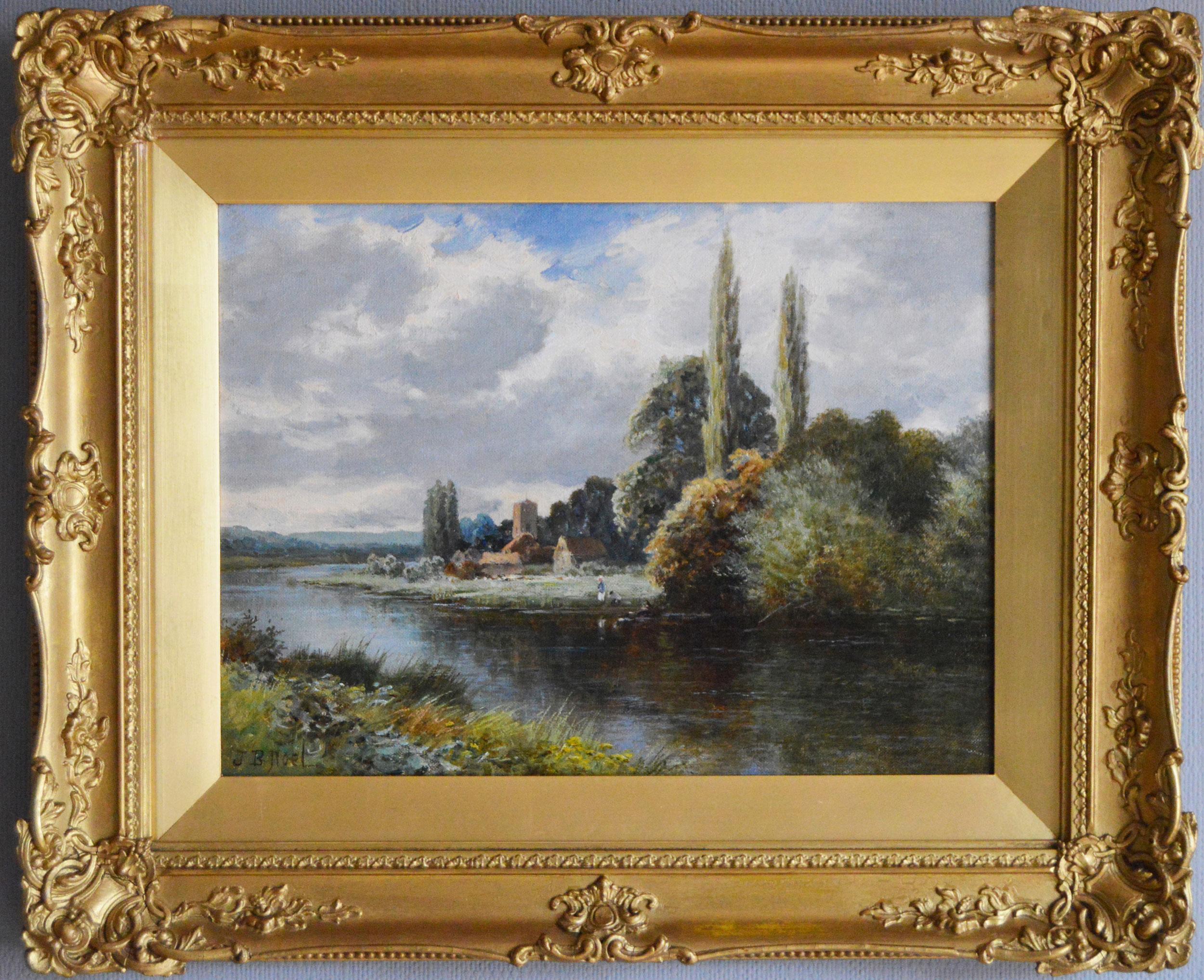 Pair of 19th century landscape oil paintings of the River Avon & Berwyn Valley - Painting by John Bates Noel