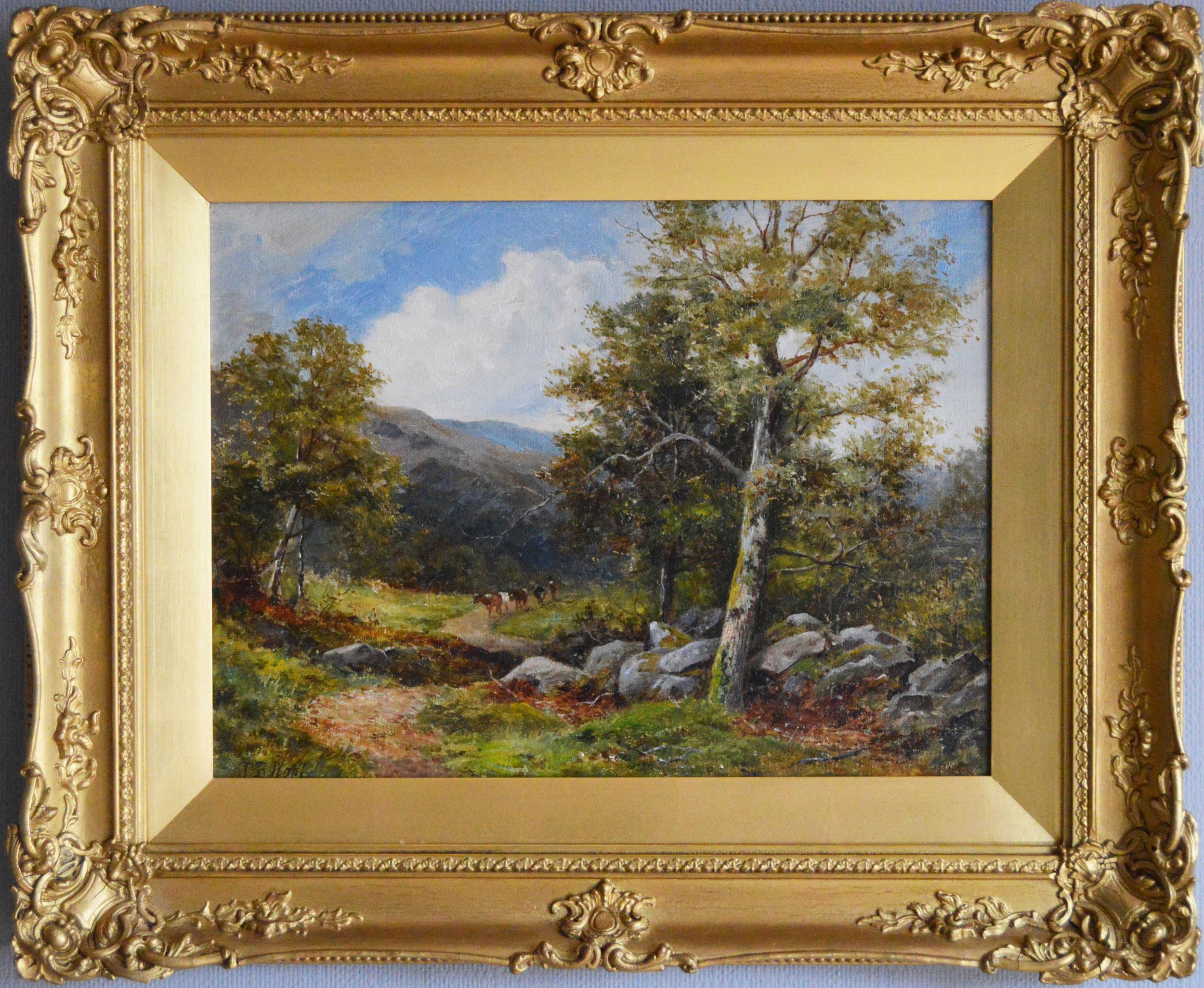 Pair of 19th century landscape oil paintings of the River Avon & Berwyn Valley - Black Landscape Painting by John Bates Noel