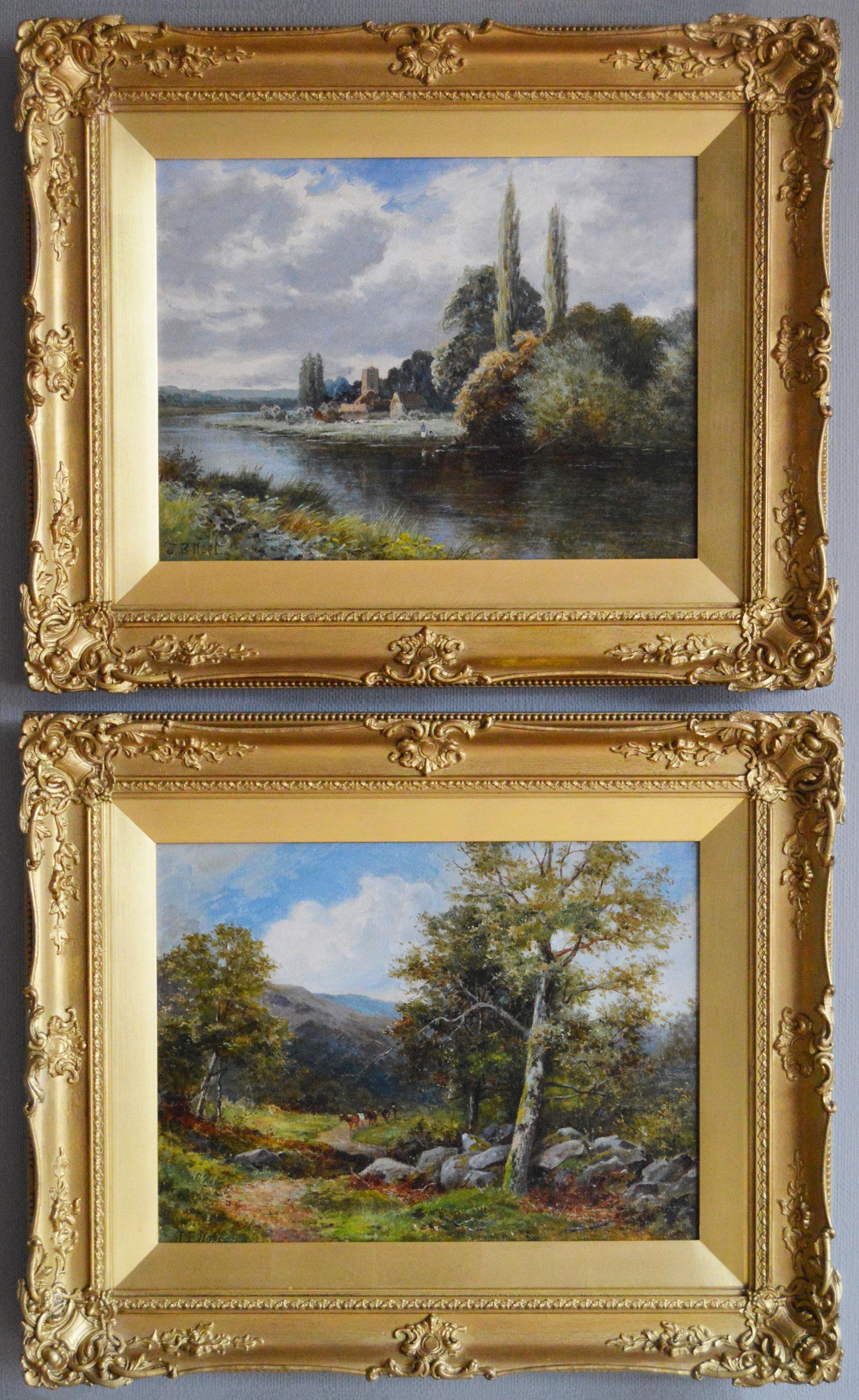 John Bates Noel Landscape Painting - Pair of 19th century landscape oil paintings of the River Avon & Berwyn Valley