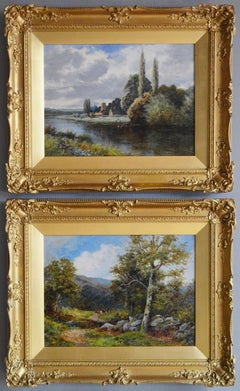 Pair of 19th century landscape oil paintings of the River Avon & Berwyn Valley