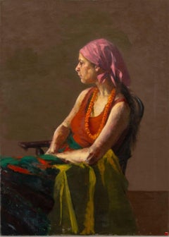 "Model Shelly in Red Scarf"