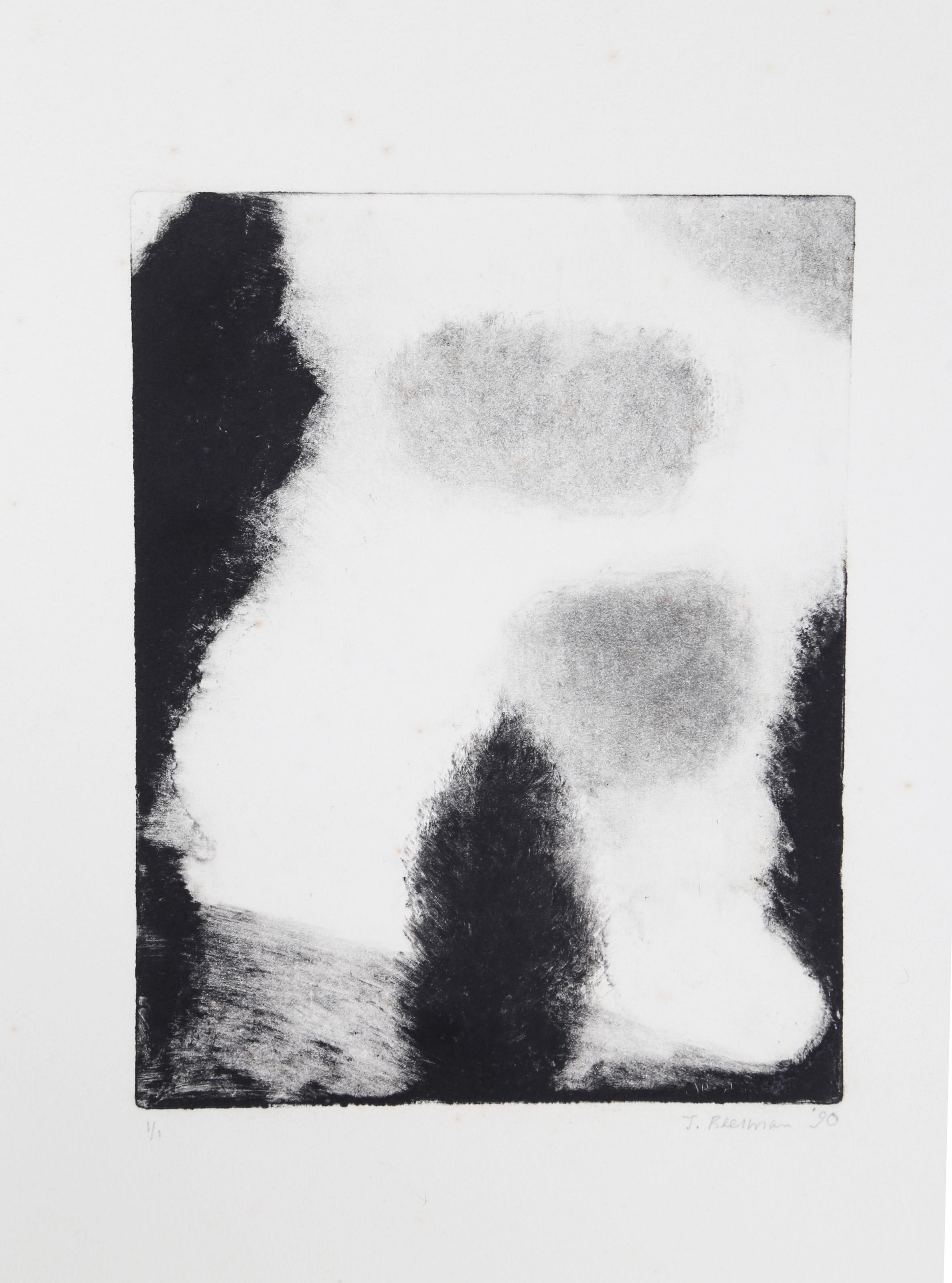 Above the Trees, Impressionist Monotype by John Beerman