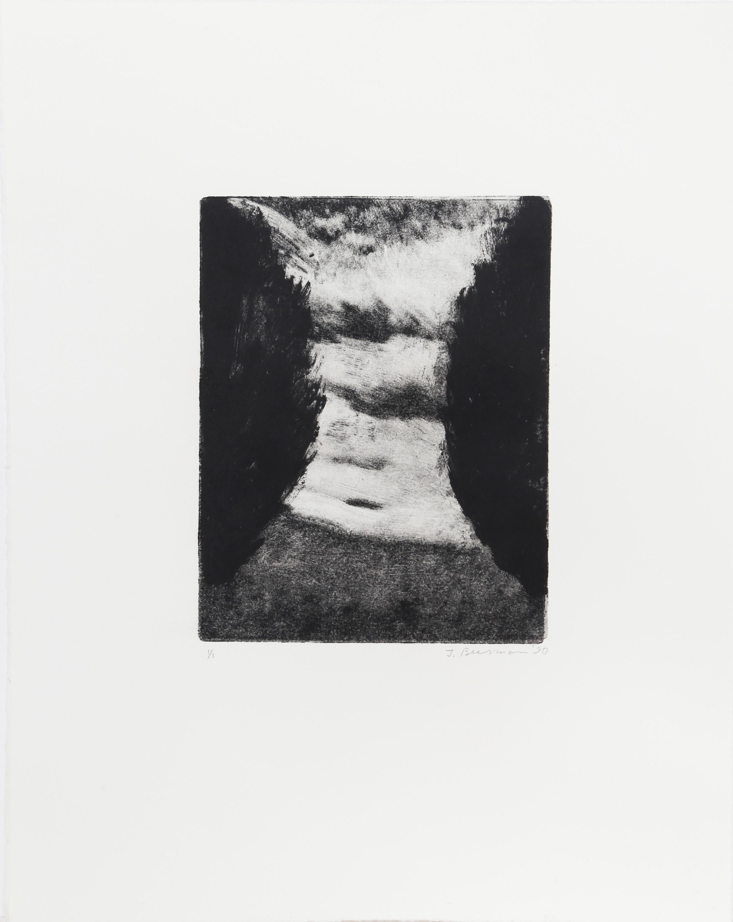 Between the Trees, Impressionist Monotype by John Beerman