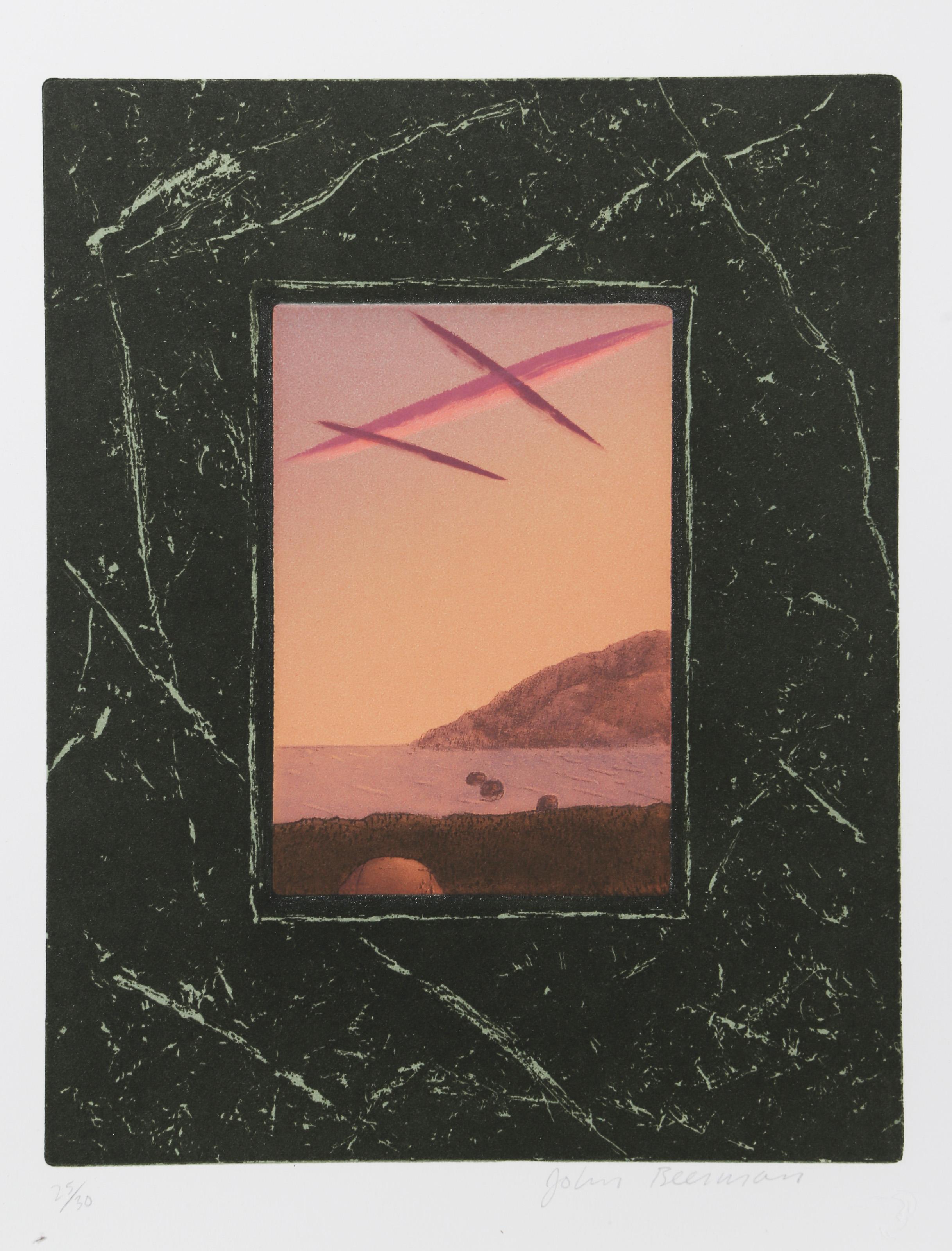 John Beerman, American (1958 - ) - Clouds Over Bay, Year:  Circa 1985, Medium:  Etching, signed and numbered in pencil, Edition:  30, Image Size:  11 x 8.5 inches, Size:  18 x 14 in. (45.72 x 35.56 cm), Printer:  Syliva Roth, Publisher:  Hudson