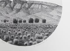 Desert Mountains, Impressionist Monotype by John Beerman