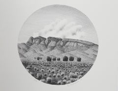 Desert Mountains, Impressionist Monotype by John Beerman