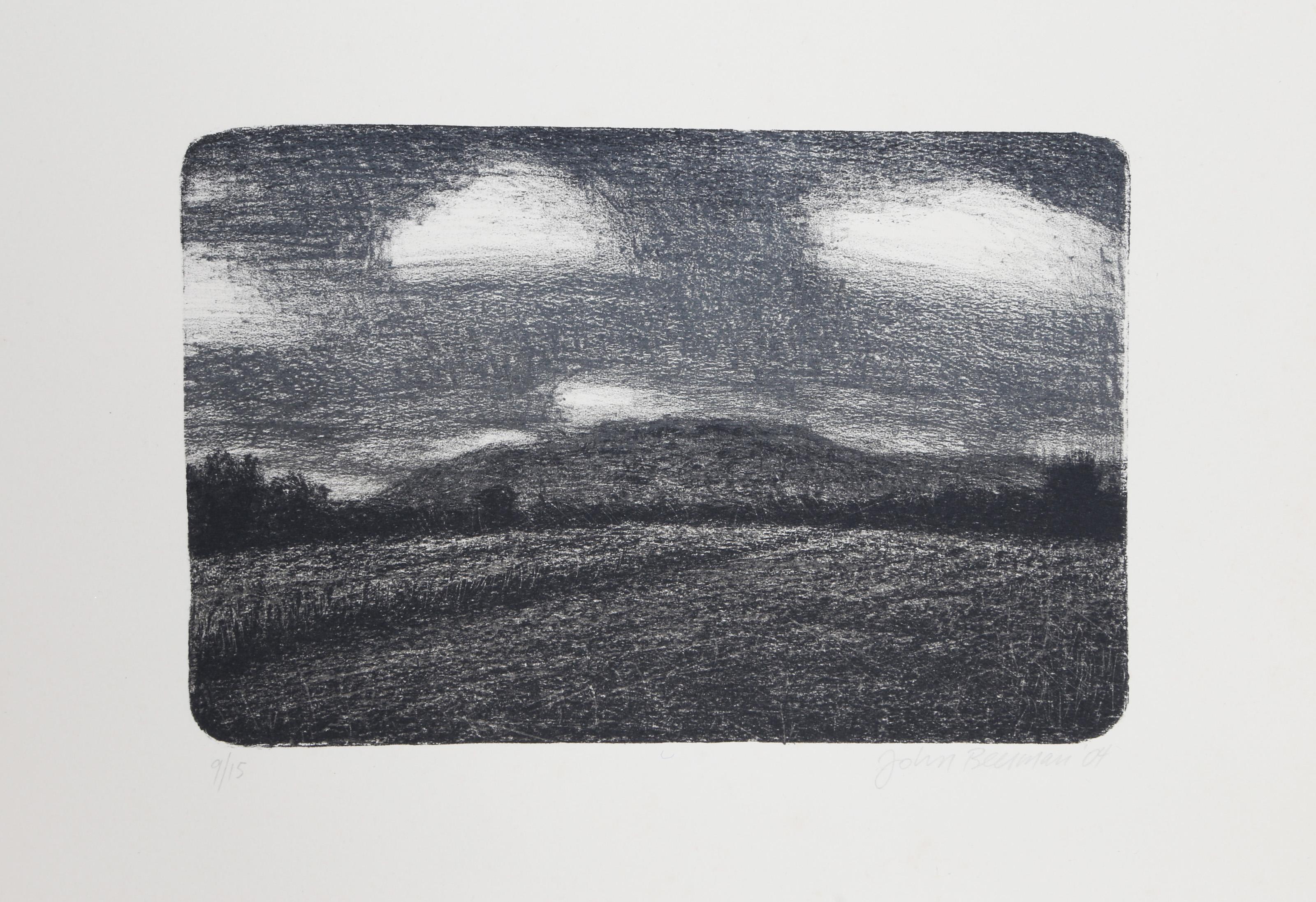 Field Before the Mountain, Impressionist Monotype by John Beerman