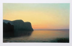 Hook Mountain, Yellow Sky, Impressionist Lithograph by John Beerman