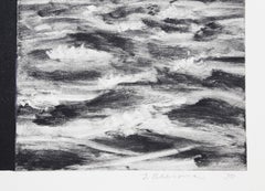 Blatt, Mond und Meer, Impressionistische Monotypie von John Beerman