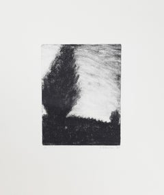 Shrubs on Hill, Impressionist Monotype by John Beerman