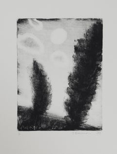 Standing Trees, Impressionist Monotype by John Beerman