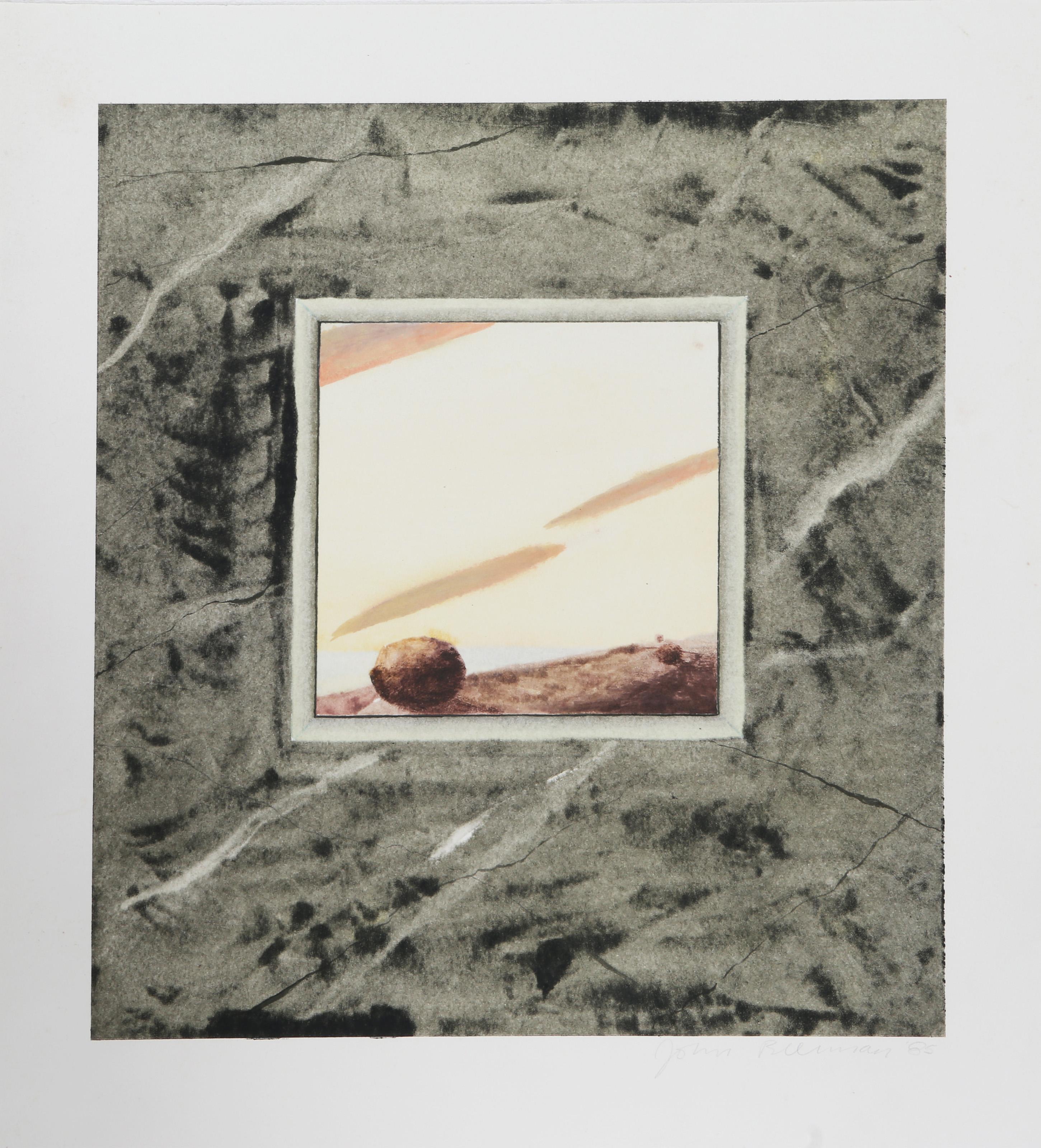 John Beerman, American (1958 - ) - Stones and Overlook, Year:  1985, Medium:  Monotype, signed and numbered in pencil, Edition:  1/1, Image Size:  19 x 17 inches, Size:  24.5 x 21 in. (62.23 x 53.34 cm), Printer:  Syliva Roth, Publisher:  Hudson