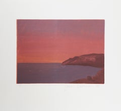 Sunset Cove, Impressionist Monotype by John Beerman