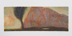 Tree and Mountain, Impressionist Monotype by John Beerman