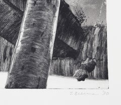 Albero, foglia e cielo, monotipo impressionista di John Beerman