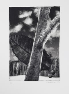 Tree, Leaf, and Sky, Impressionist Monotype by John Beerman