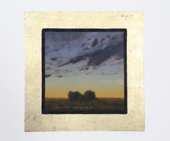 Two Bushes at Twilight, Impressionist Aquatint Etching by John Beerman