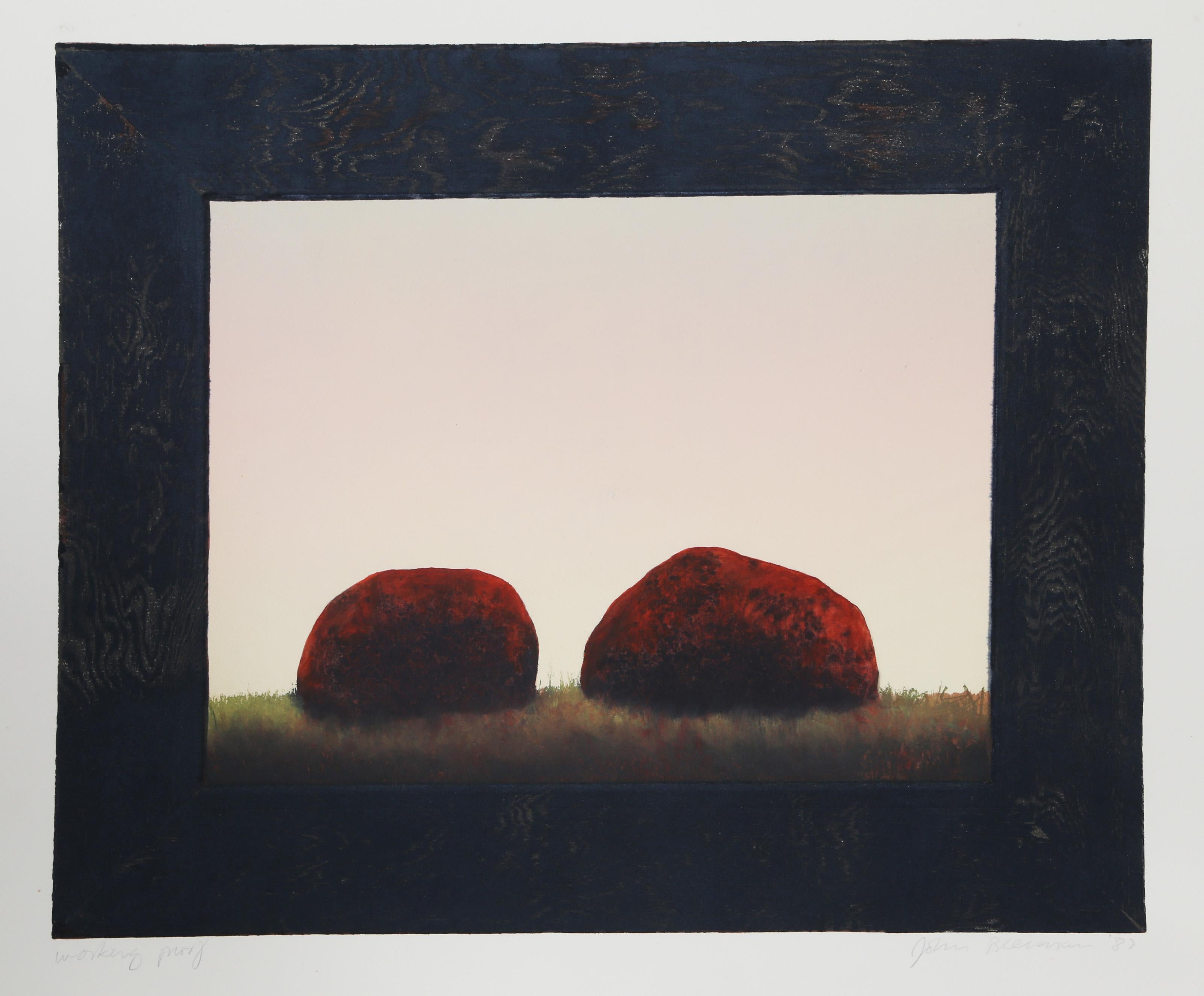 Two Rocks, Impressionist Aquatint Etching by John Beerman