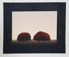 Two Rocks, Impressionist Aquatint Etching by John Beerman