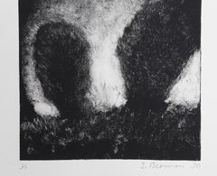 Deux arbres, monotype impressionniste de John Beerman