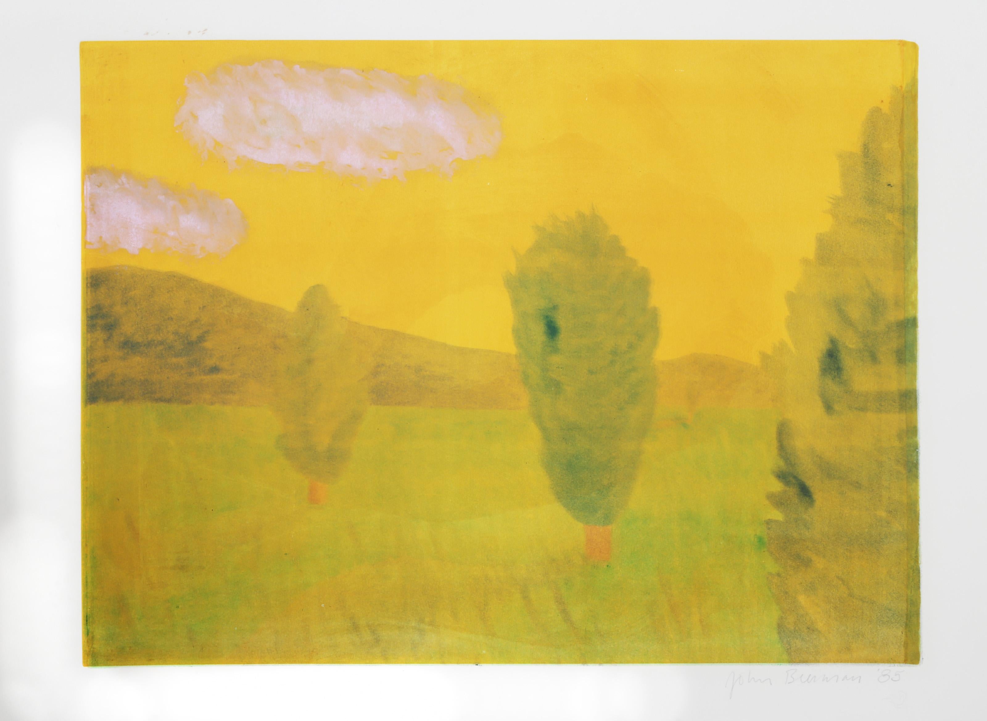 Yellow Field, Impressionist Monotype by John Beerman