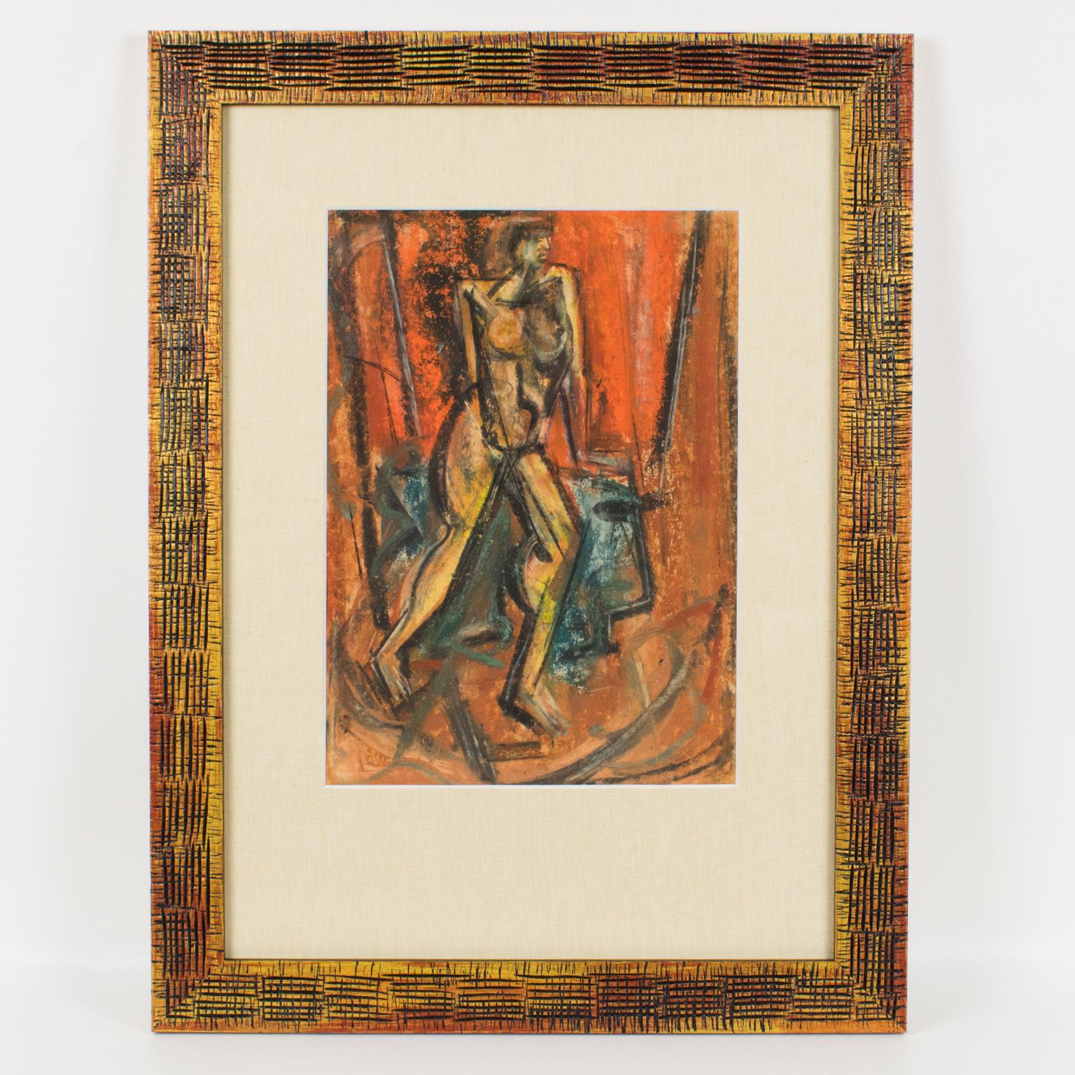Brutalist Nude Study Pastel Painting by John Begg For Sale 3