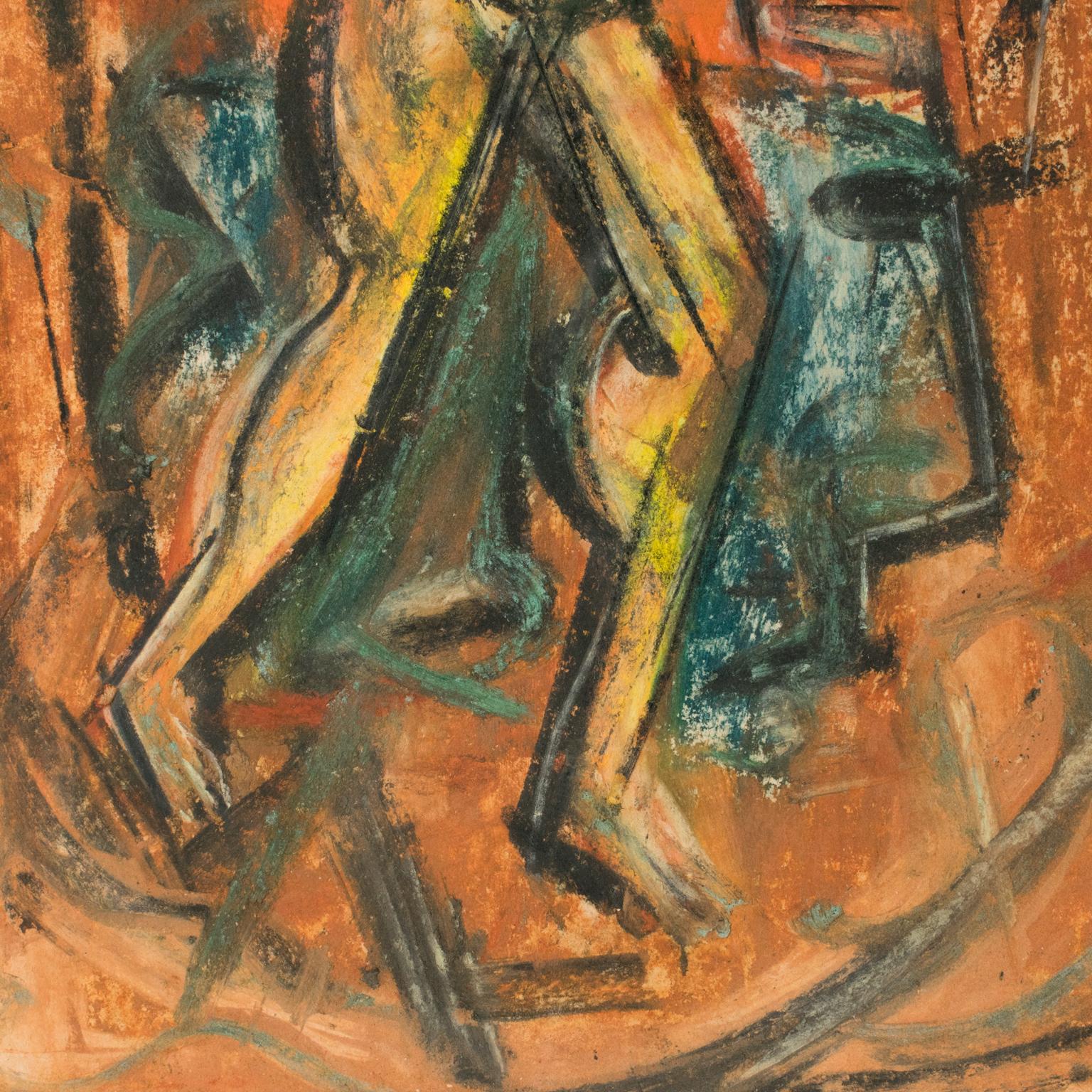 Brutalist Nude Study Pastel Painting by John Begg For Sale 6