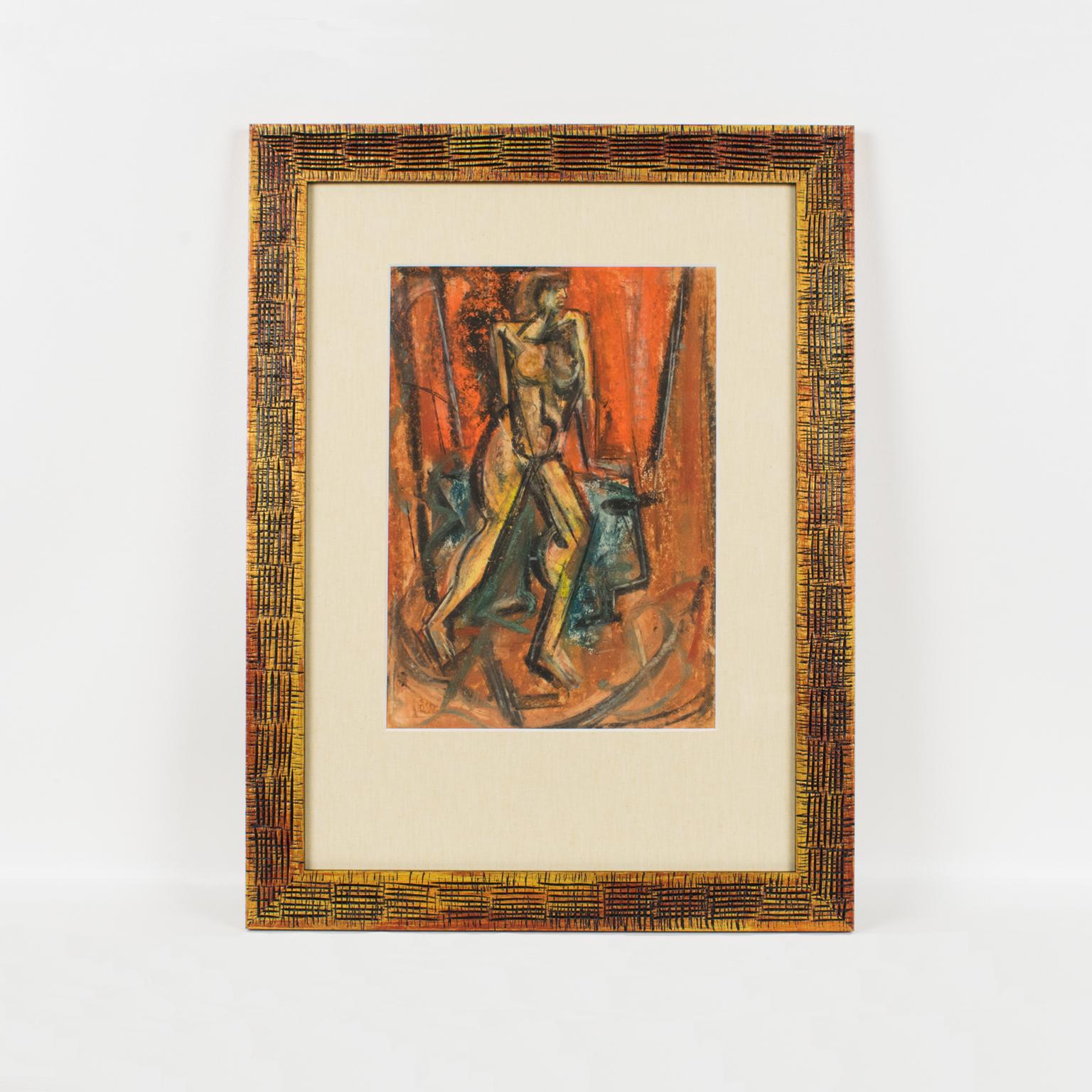 Brutalist Nude Study Pastel Painting by John Begg For Sale 7