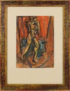 Brutalist Nude Study Pastel Painting by John Begg