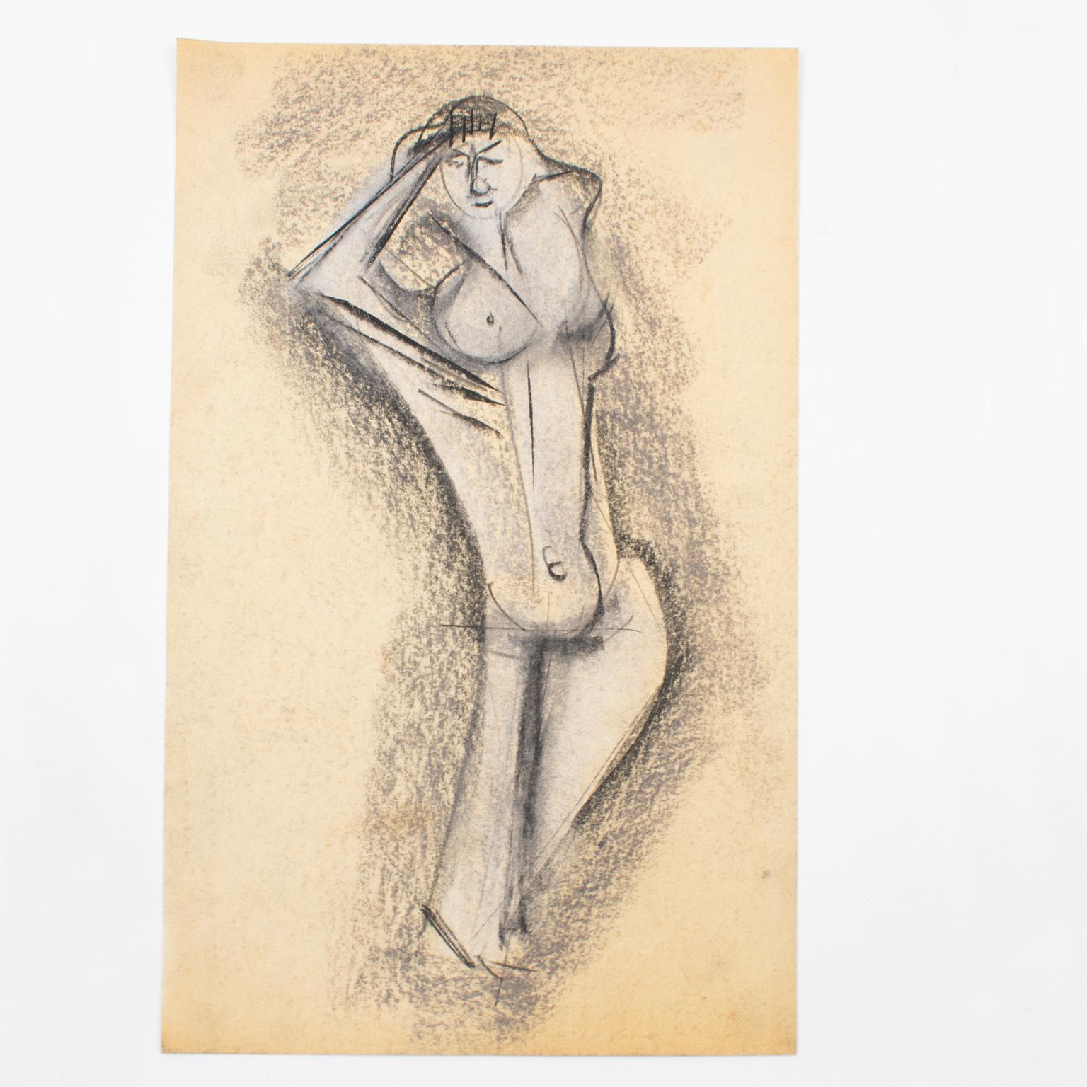 Estudio de desnudo cubista Pintura al pastel de John Begg en venta 11