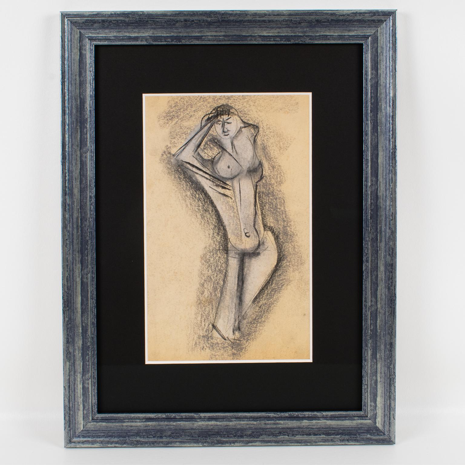 Estudio de desnudo cubista Pintura al pastel de John Begg en venta 3