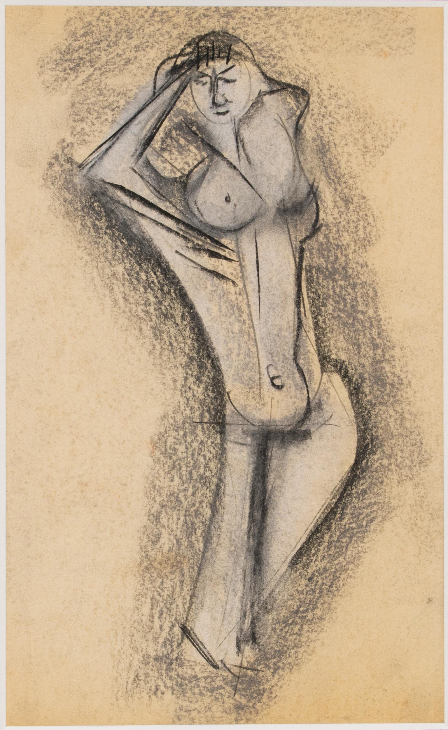 Estudio de desnudo cubista Pintura al pastel de John Begg en venta 4