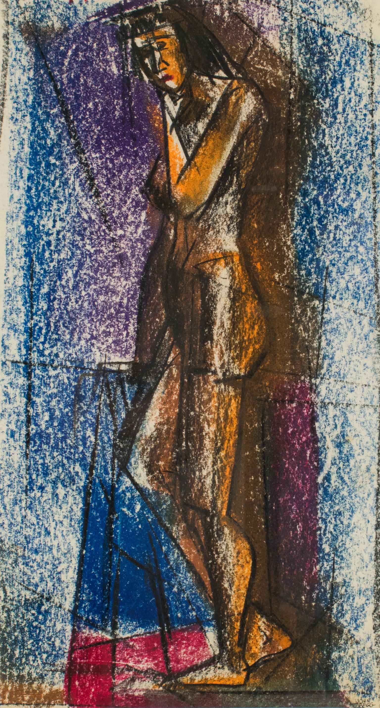 Cubist Nude Study Pastel Painting by John Begg For Sale 5