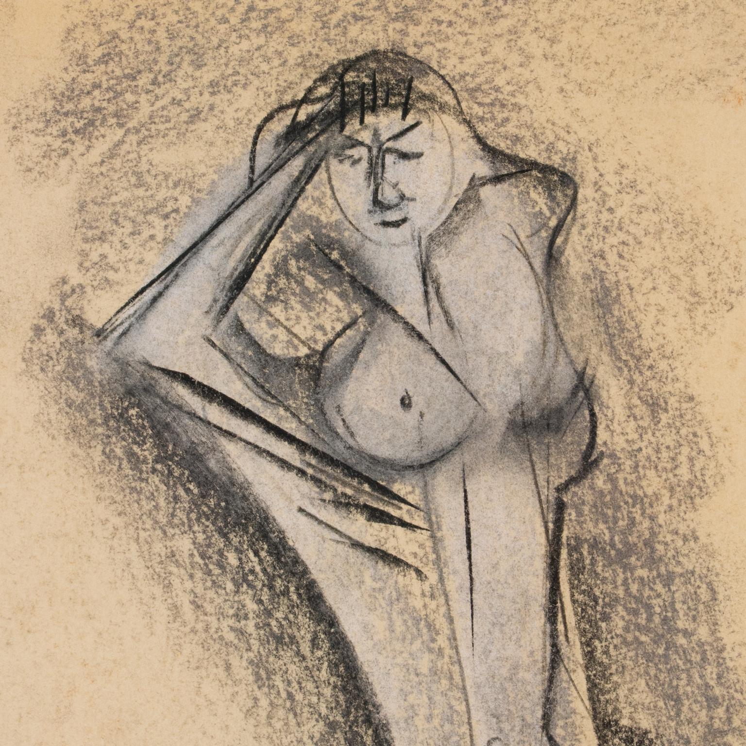 Estudio de desnudo cubista Pintura al pastel de John Begg en venta 6