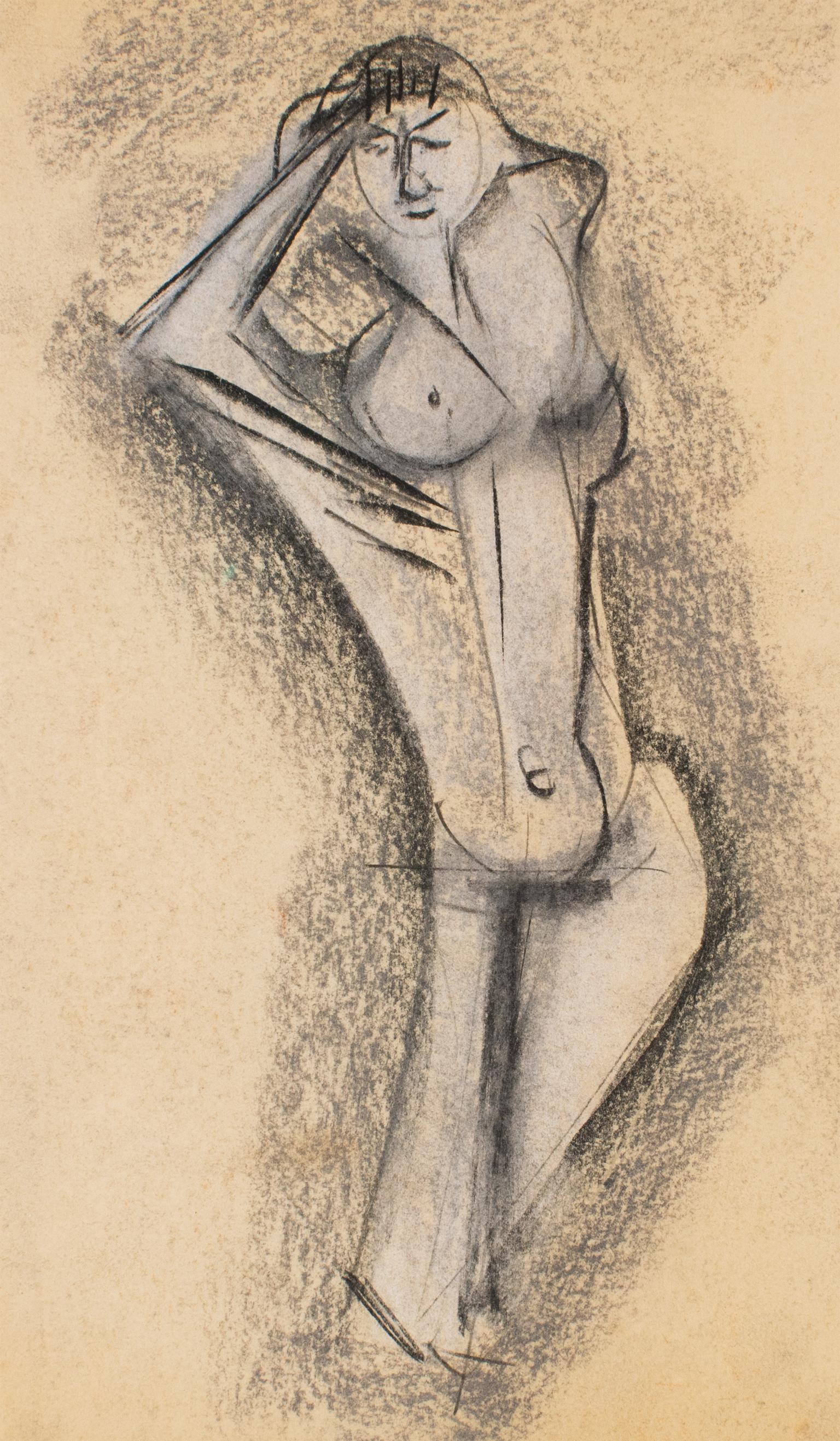 Estudio de desnudo cubista Pintura al pastel de John Begg en venta 7
