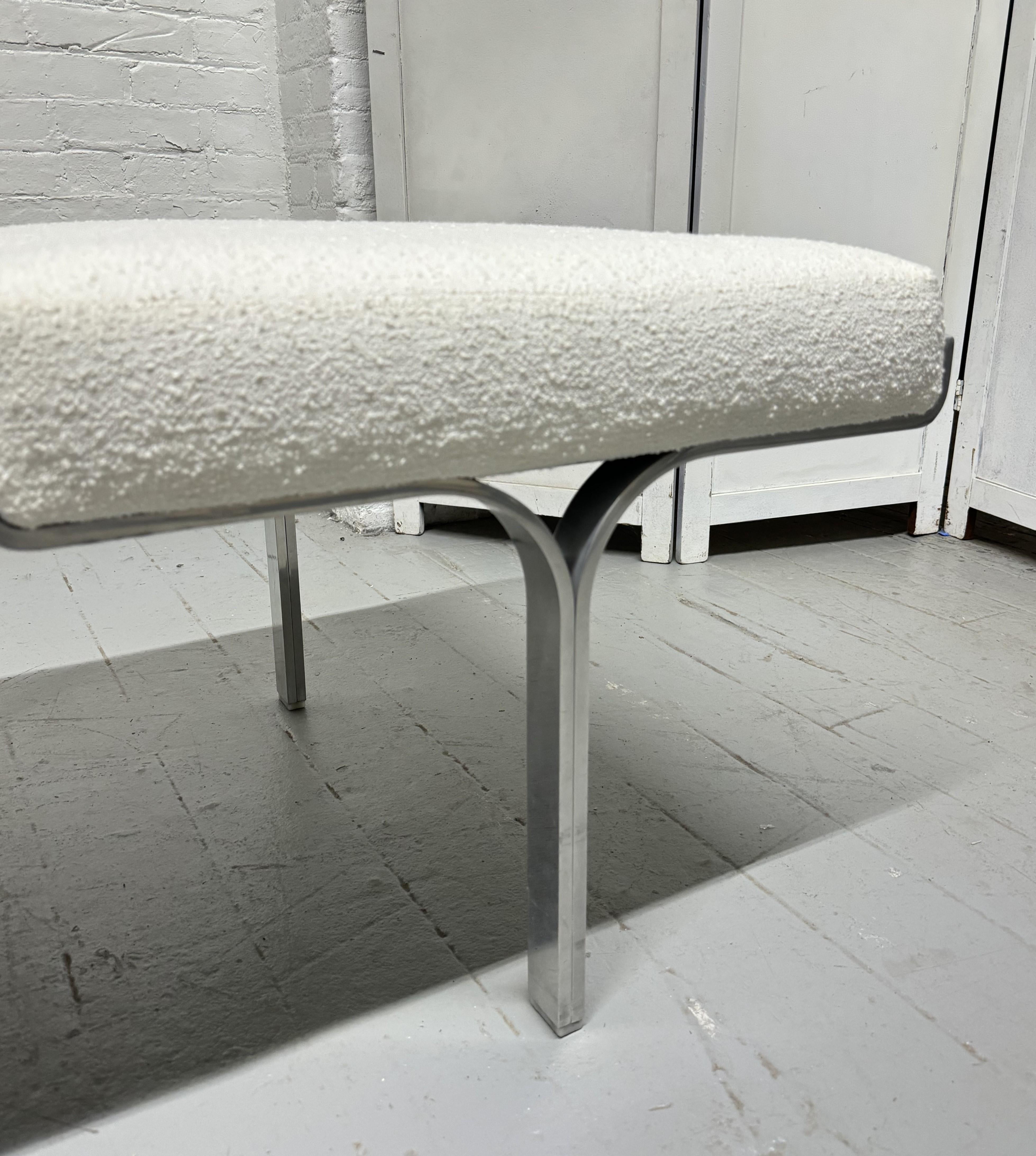 Polished John Behringer 3-Seat Bench in Bouclé Mid Century Modern For Sale