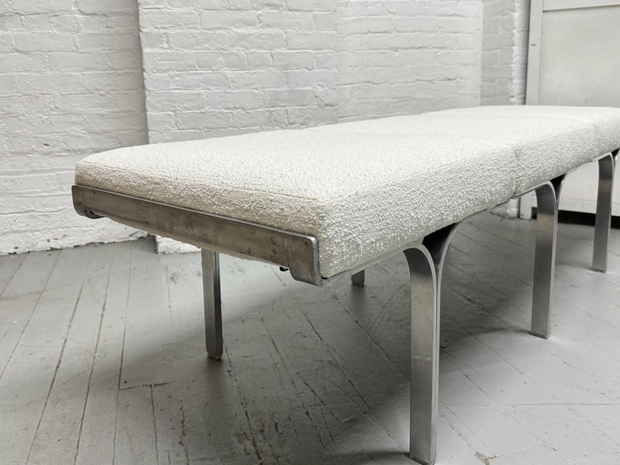 John Behringer 3-Seat Bench in Bouclé Mid Century Modern In Good Condition For Sale In New York, NY