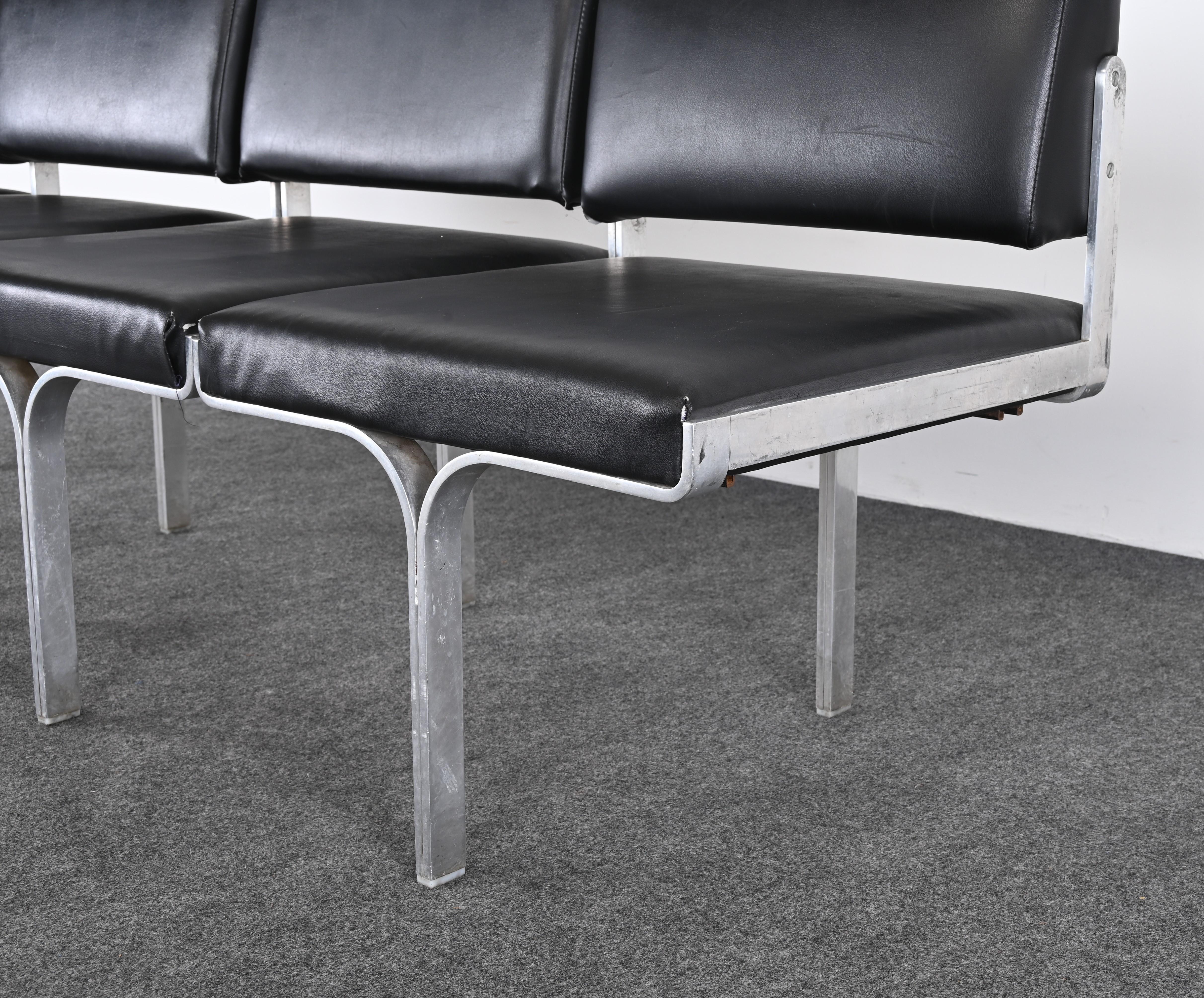 John Behringer Aluminum Four-Seat Bench, 1960s 4