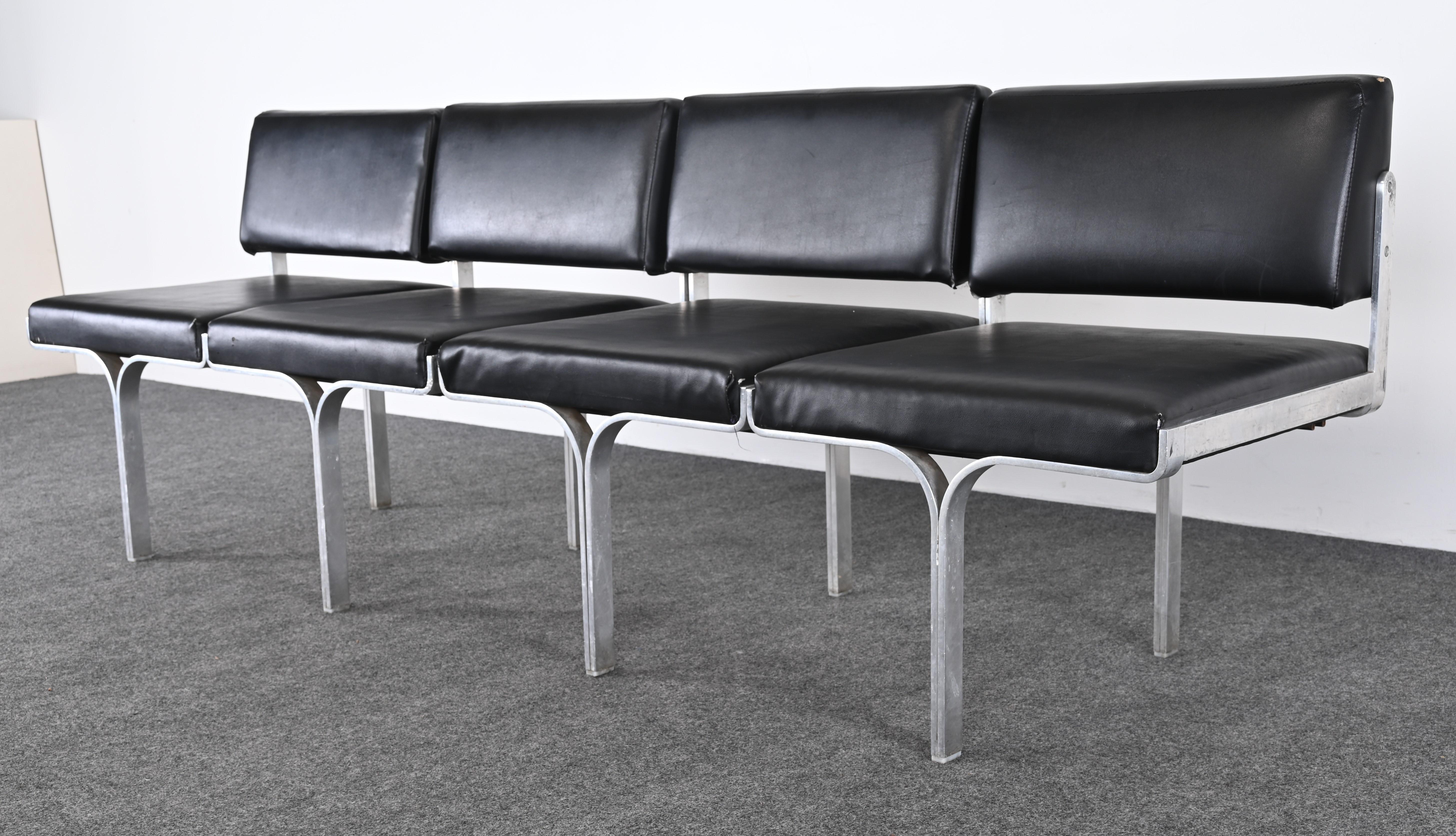 John Behringer Aluminum Four-Seat Bench, 1960s 5