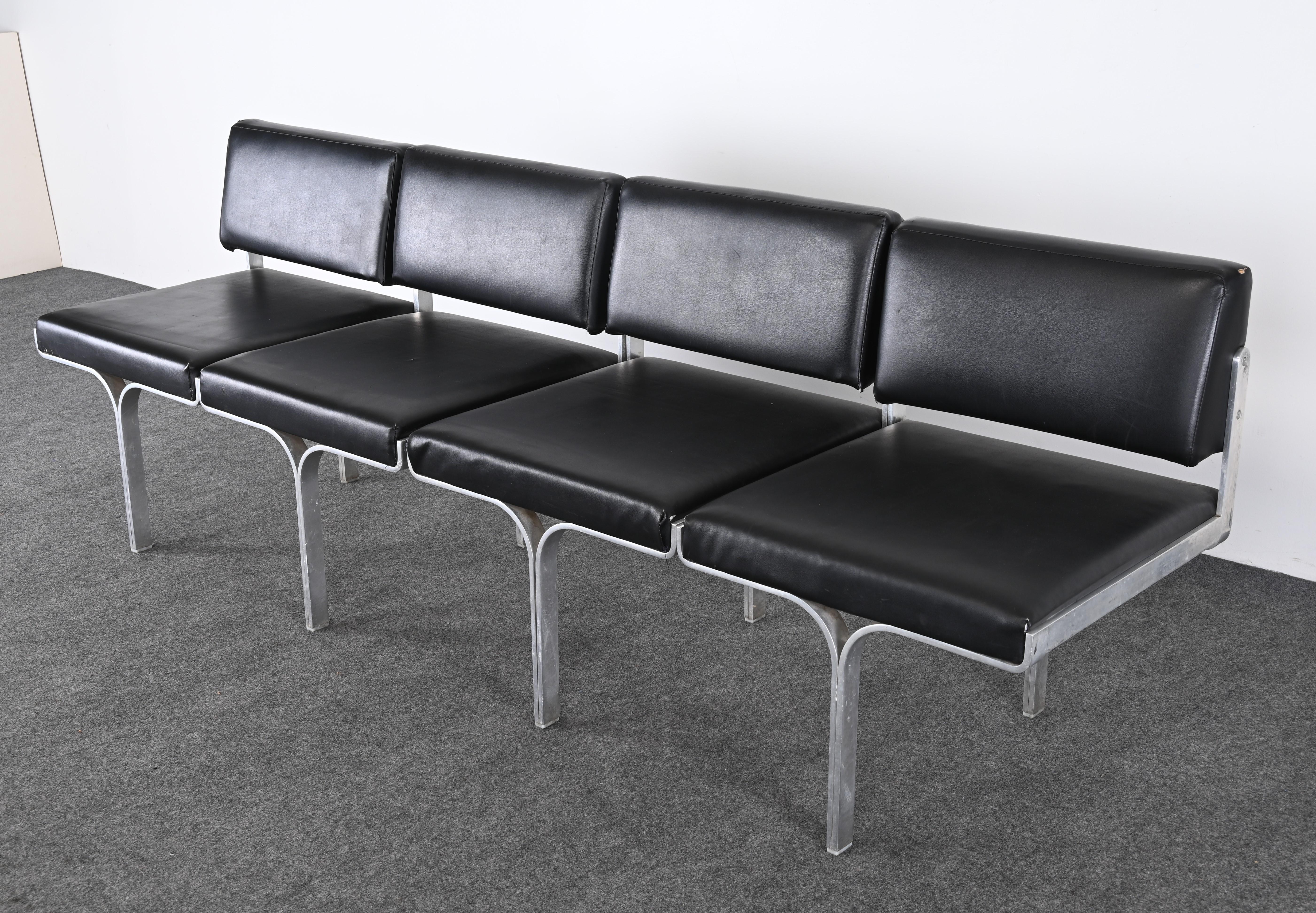 John Behringer Aluminum Four-Seat Bench, 1960s 6