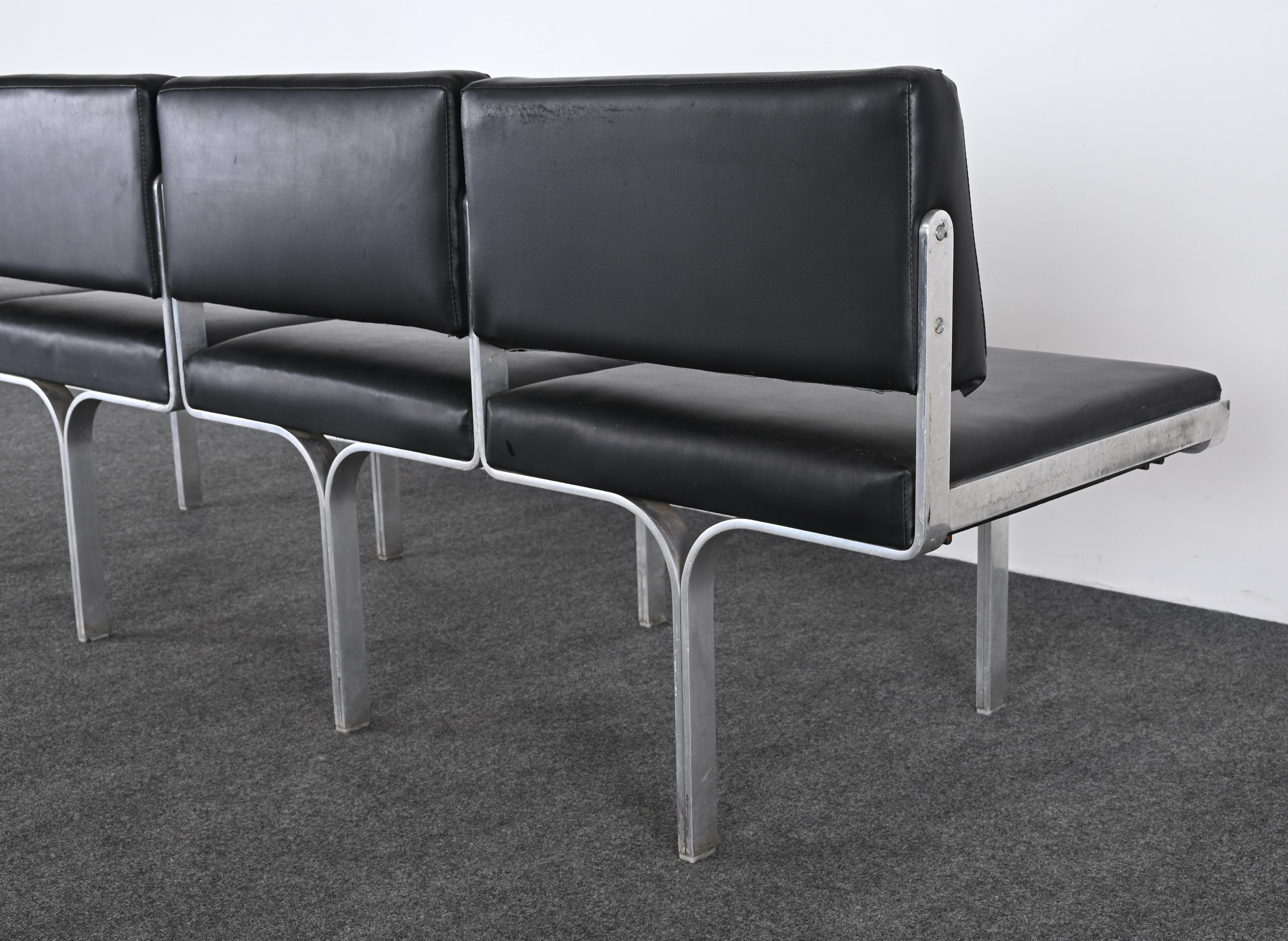 John Behringer Aluminum Four-Seat Bench, 1960s 9
