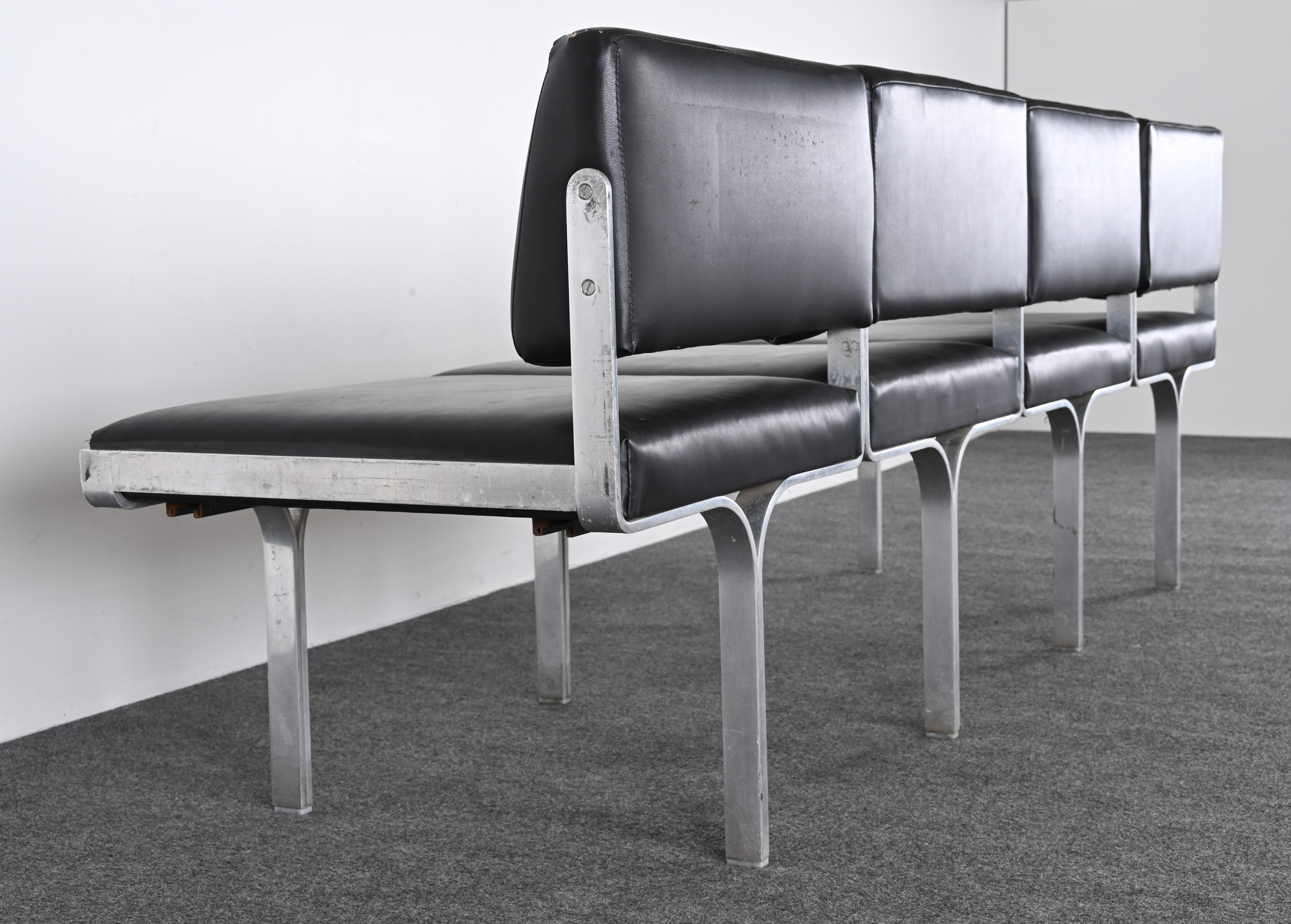 John Behringer Aluminum Four-Seat Bench, 1960s 10