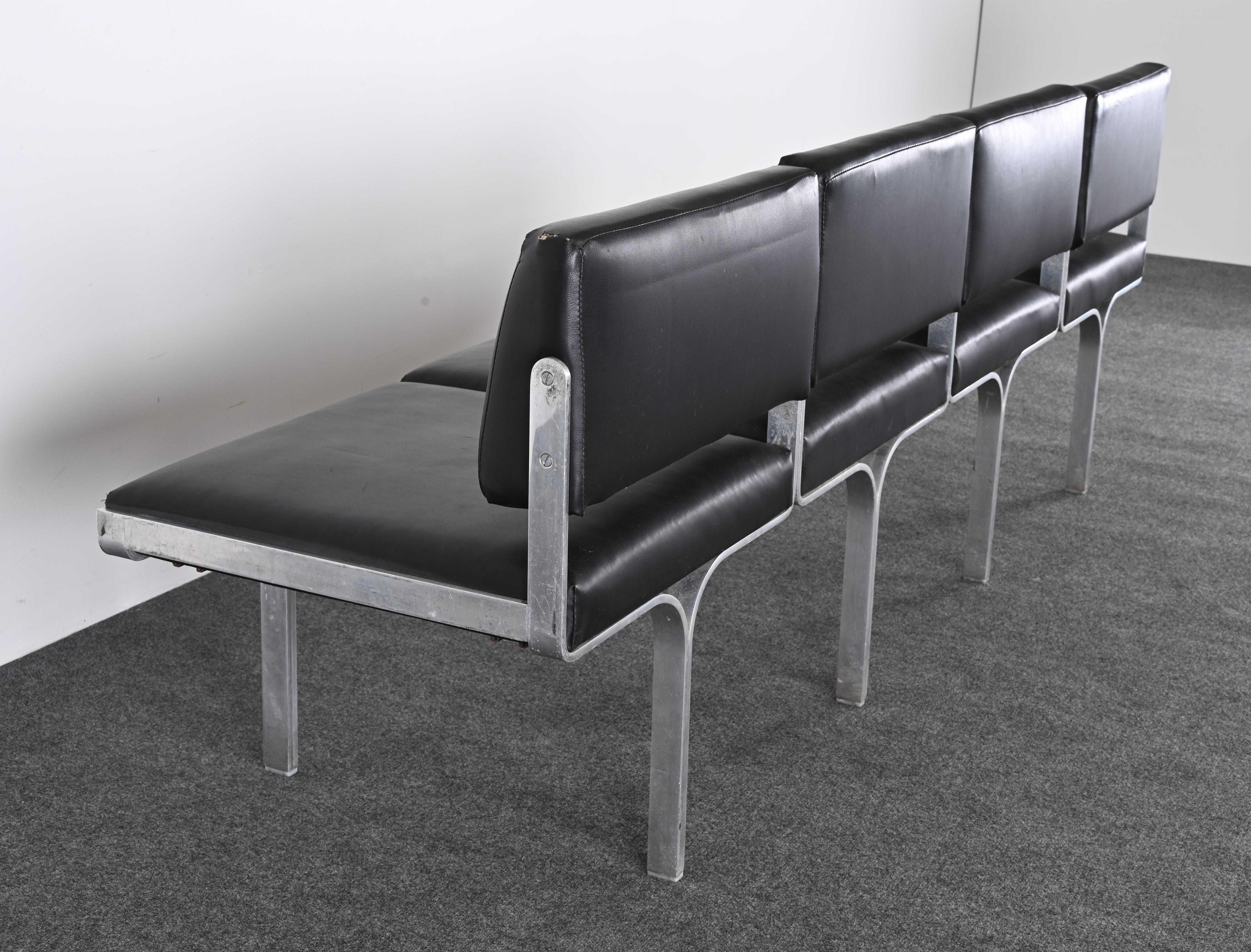 John Behringer Aluminum Four-Seat Bench, 1960s 11