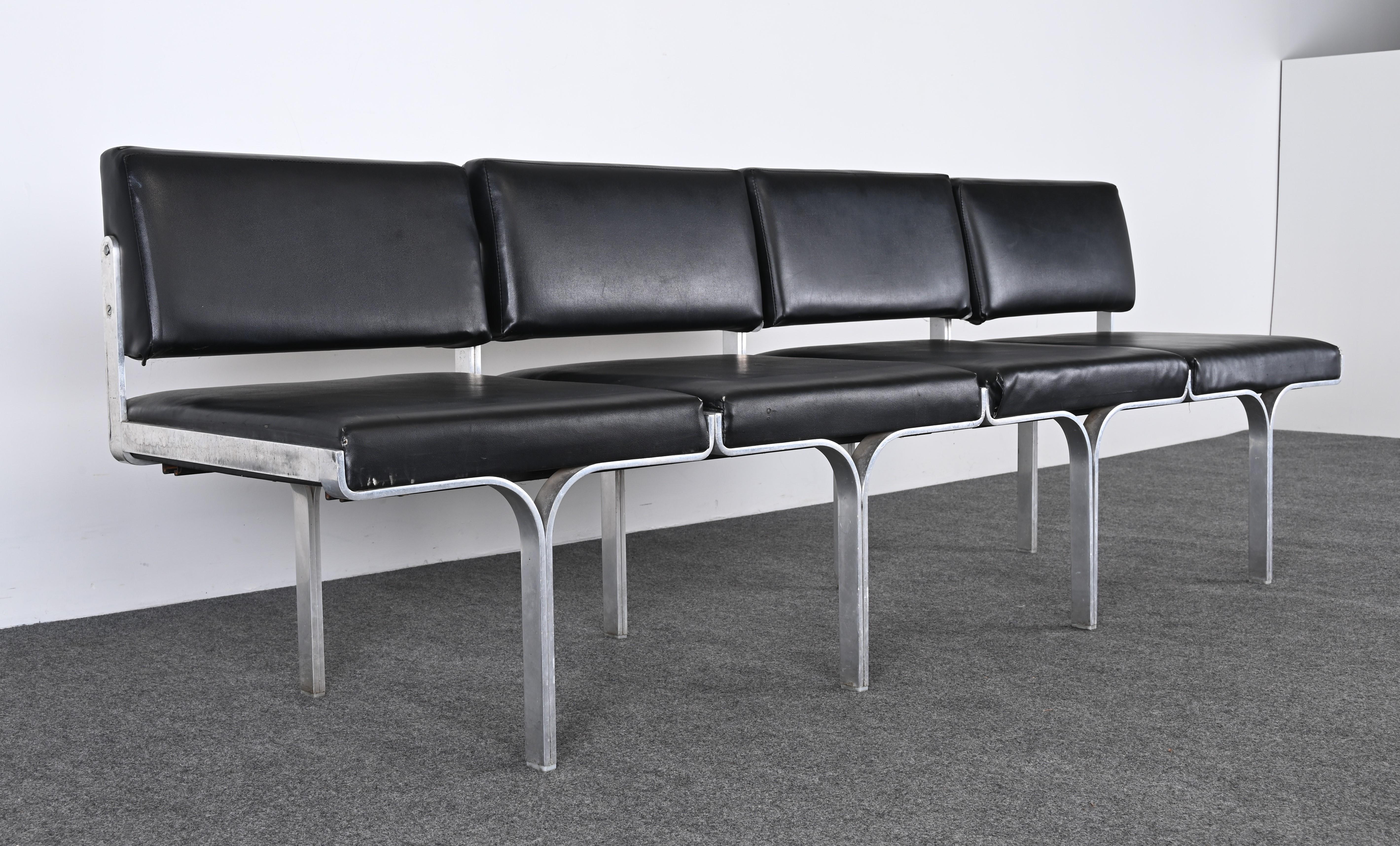 Mid-Century Modern John Behringer Aluminum Four-Seat Bench, 1960s