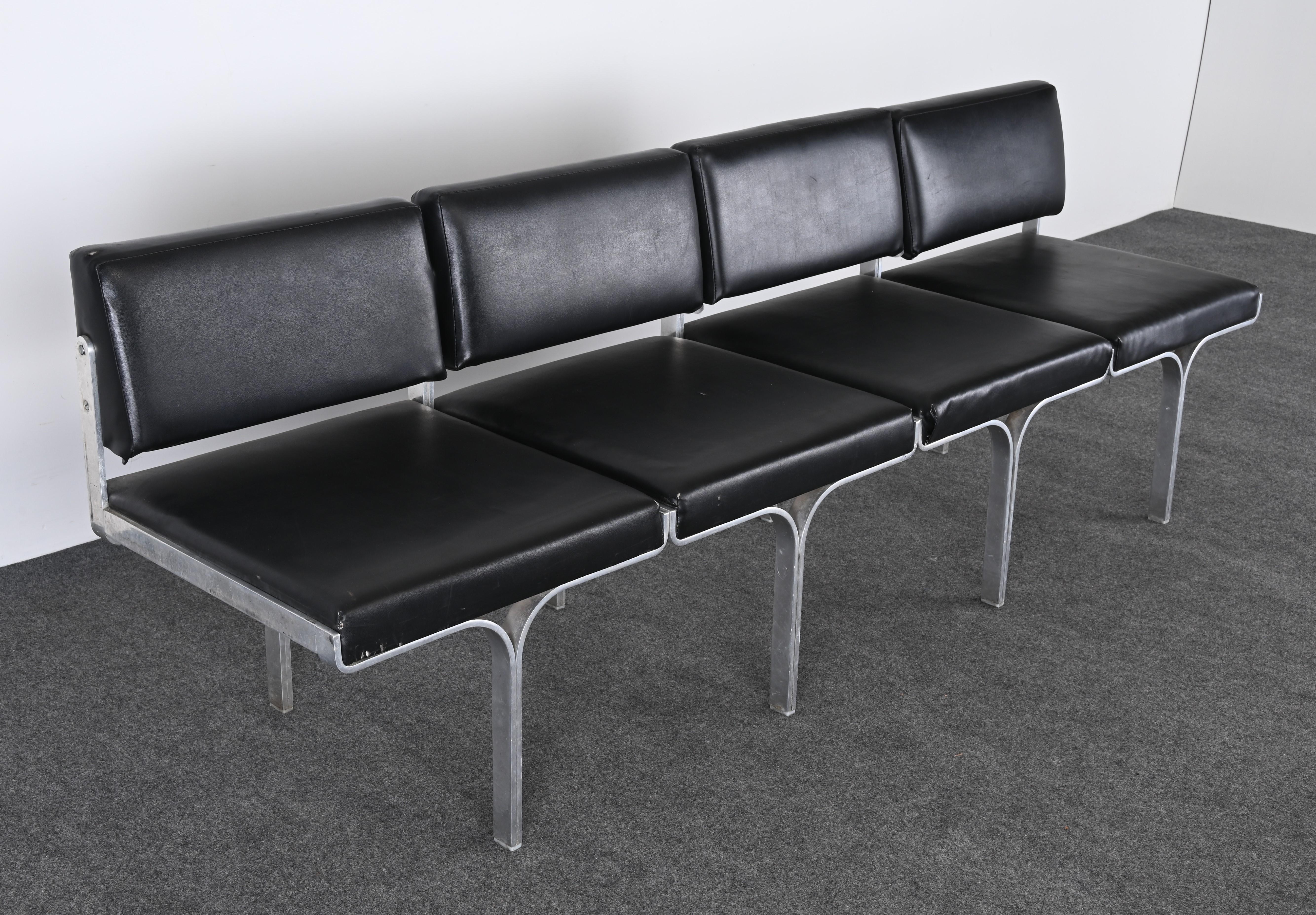 American John Behringer Aluminum Four-Seat Bench, 1960s